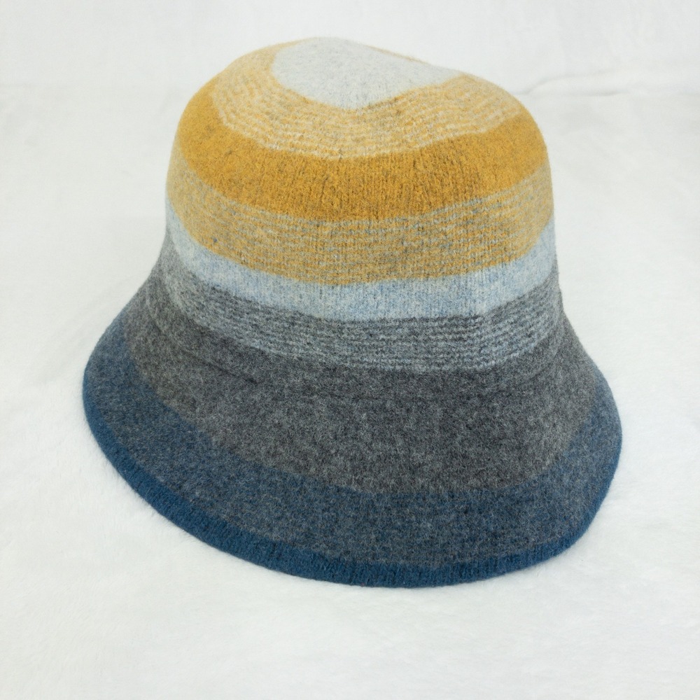 Duluth Trading Co Bucket Hat Womens Large Blue Striped Wool Blend Winter Warm